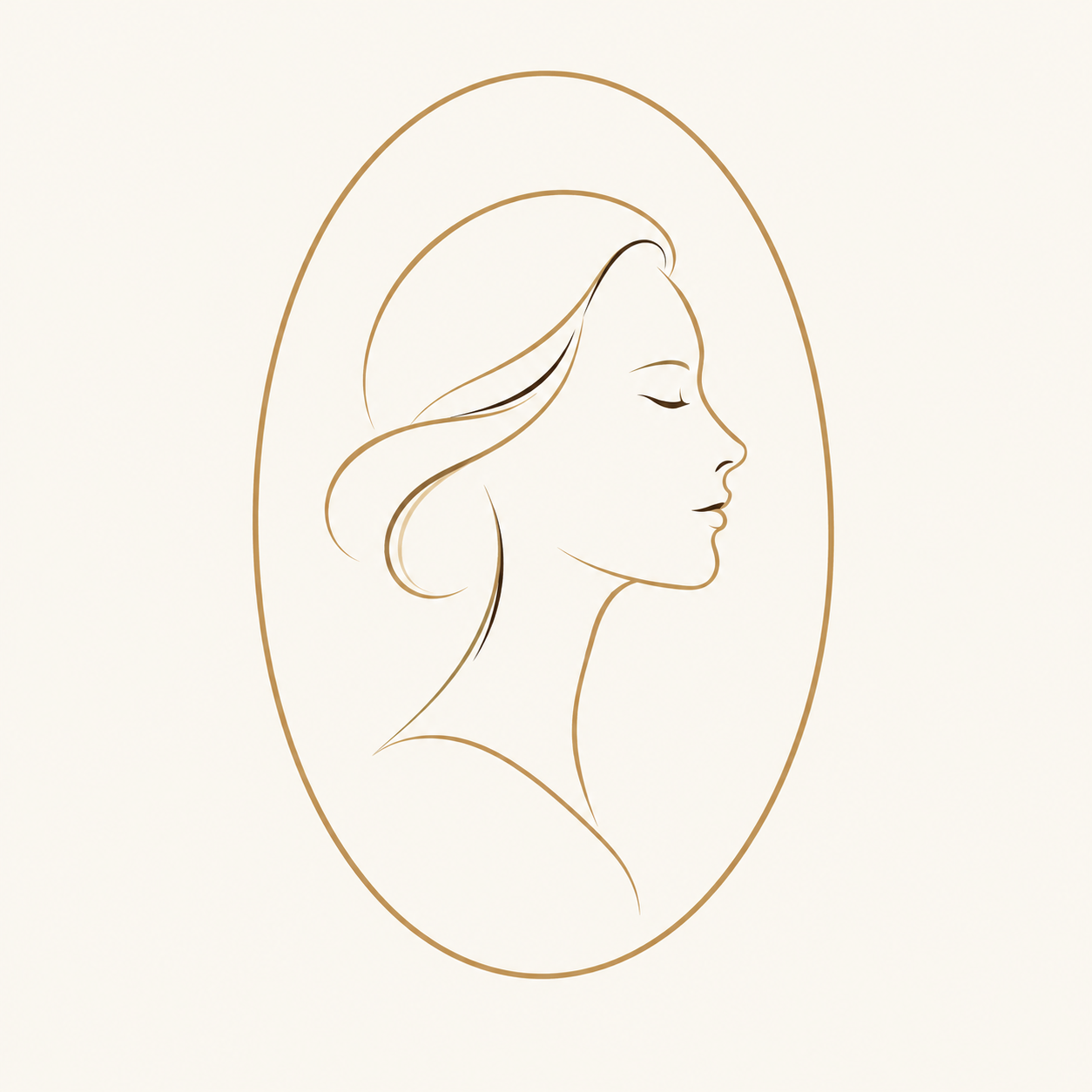 Profil elegant în oval, ilustrație decorativă